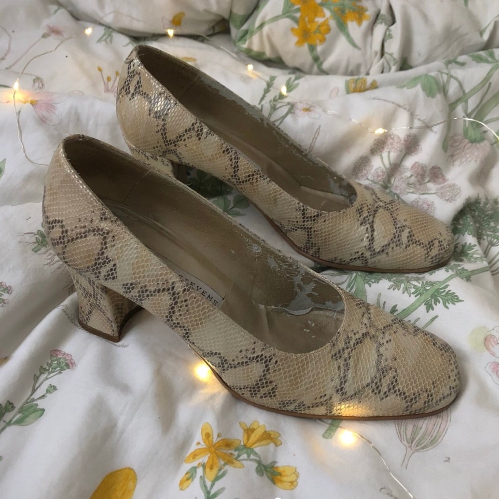 Vintage Snakeskin heels, low and chunky